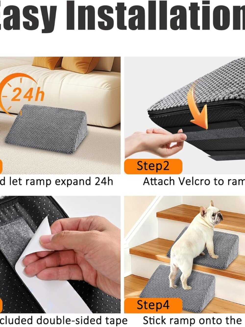 Dog Ramp for Stairs for Small & Senior Dogs and Cats (Gray, 6 Pack) - Picture 8 of 9